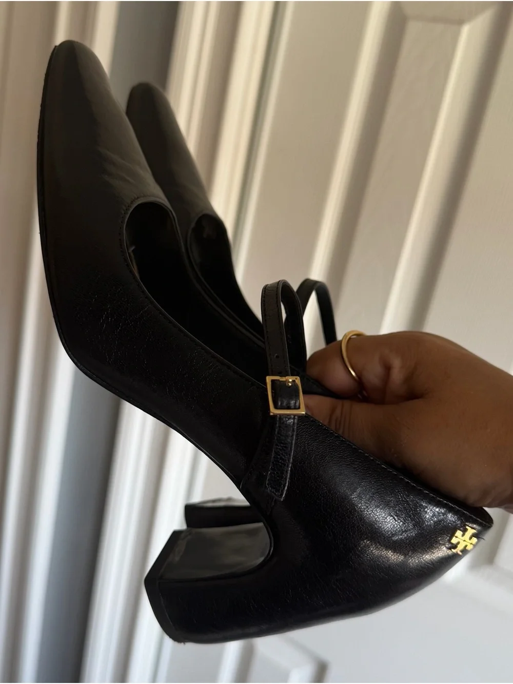 Tory Burch Banana Mary Jane Pump Black Goat Leather Women’s Size: 5.5M